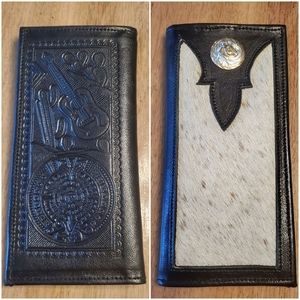 Western Horse Concho Tool Leather Pony Hair Wallet